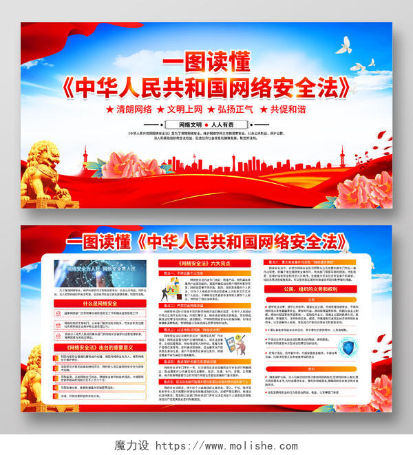 蓝色风格中华人民共和国网络安全法网络安全宣传栏